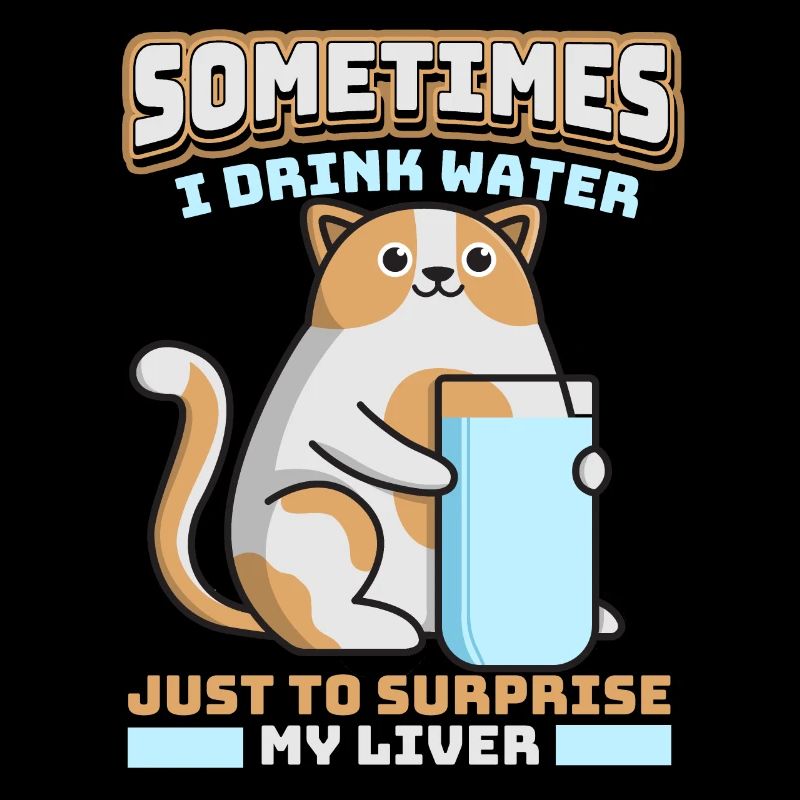 Funny Cat Drinks Water Instead Of Alcohol Saying