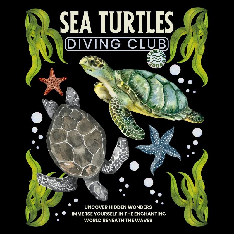 Diving school with sea turtle, sea turtles