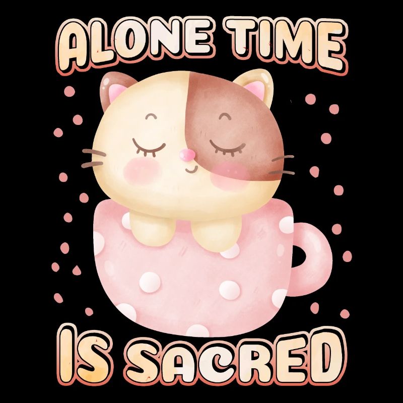 Introvert, cute cat in coffee cup, saying