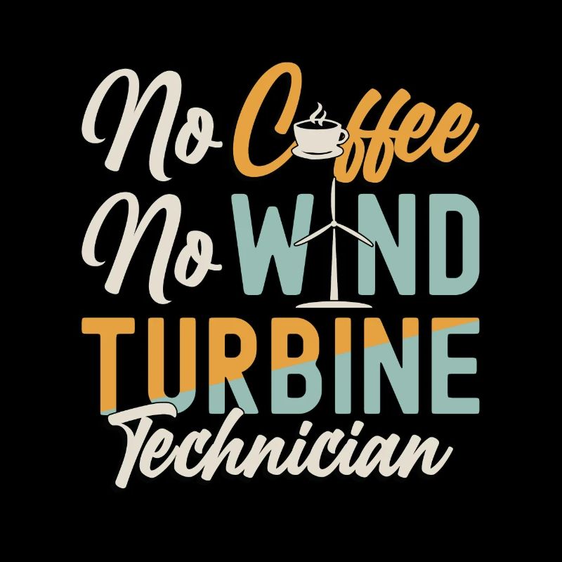 Wind Turbine Tech No Coffee Moulin à vent Amateur de café