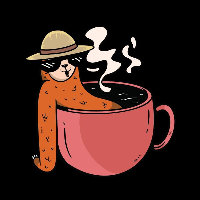Montag Morgen Faultier Kaffee Pause Tee Genuss
