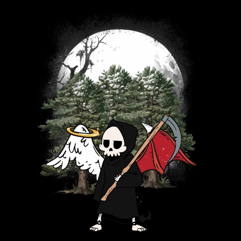 Sensenmann Engel Teufel Halloween Wald Tod