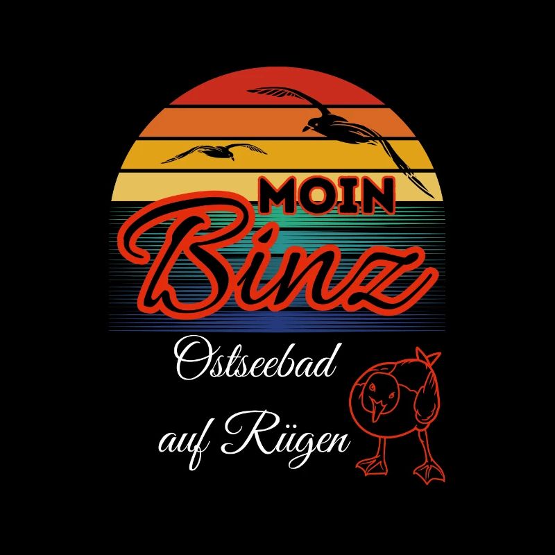 Moin Binz mit Möwe im Retro Style-Insel Rügen/Binz