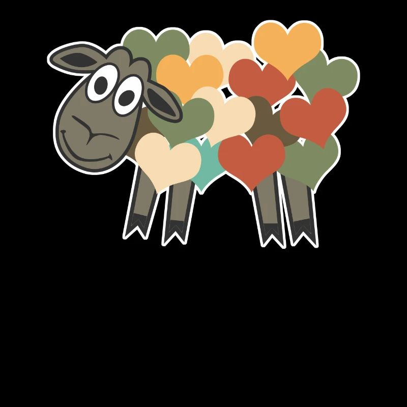 Sheep Retro Hearts
