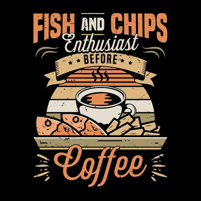 Fish And Chips Enthusiast Before Seafood Coffee