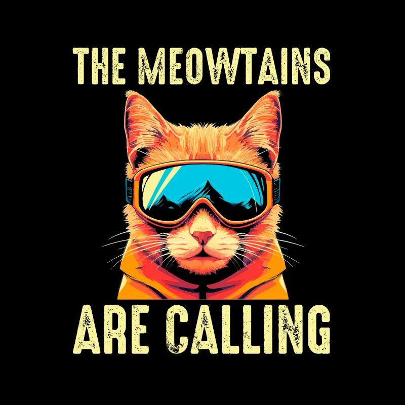 the meowtains are calling, funny skiing