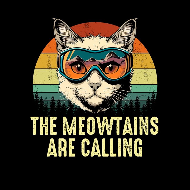 the meowtains are calling, funny skiing