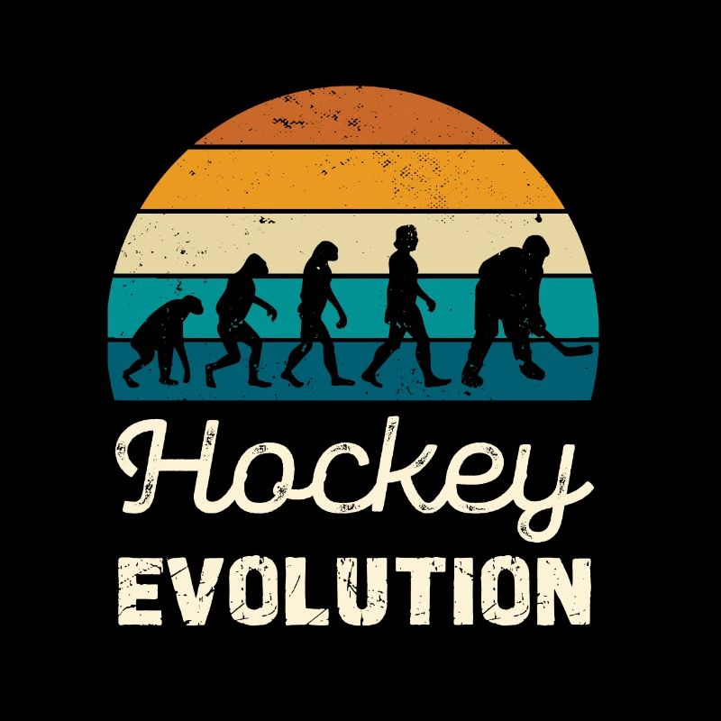 Hockey Evolution Retro Illustration