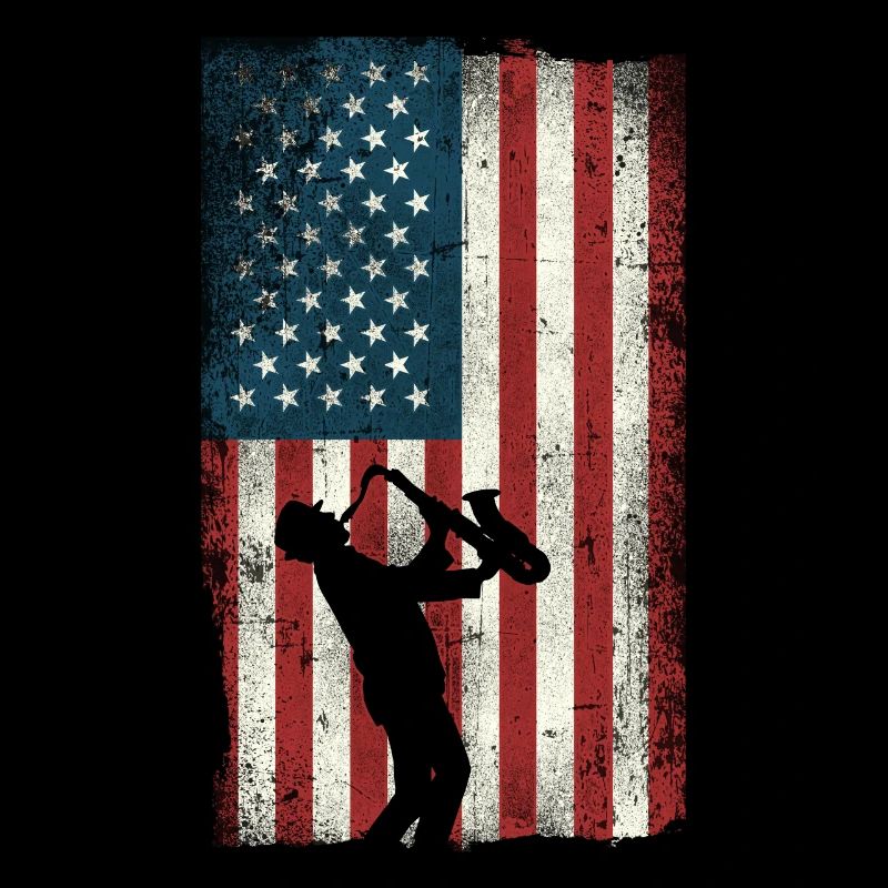 Saxophone American Flag
