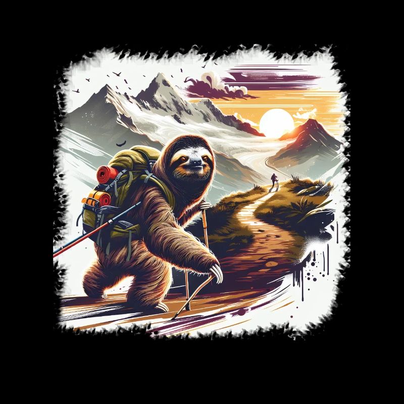 Funny sloth motif for hiking and walking