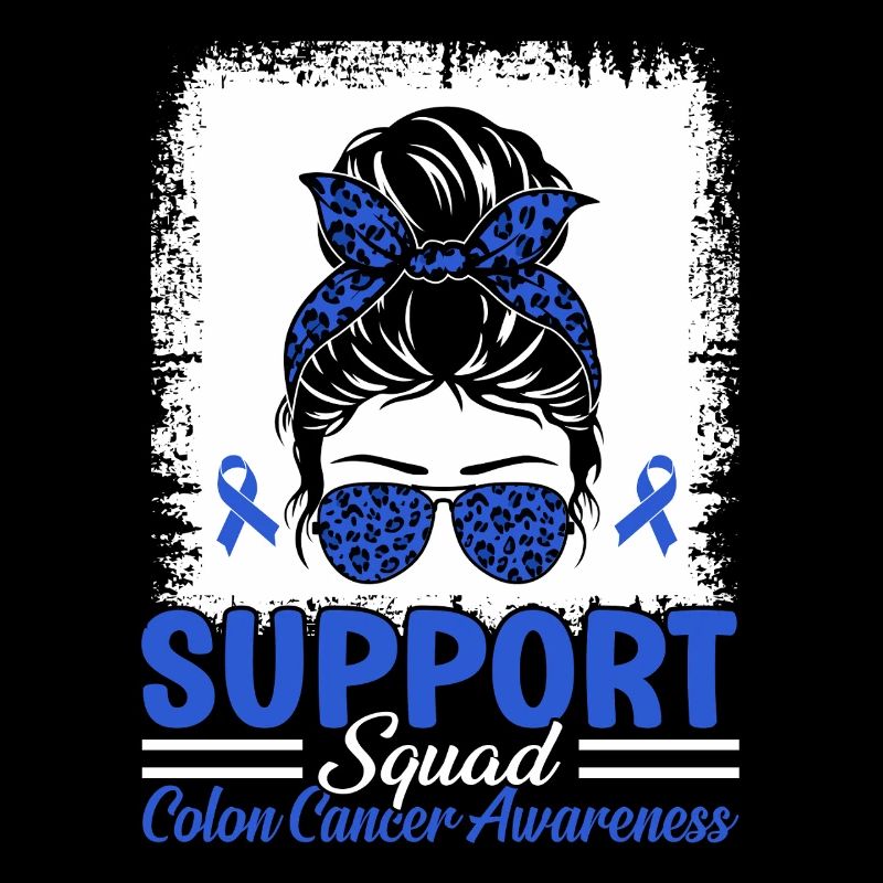 Support Squad Messy Bun Blaues Band Colorectal
