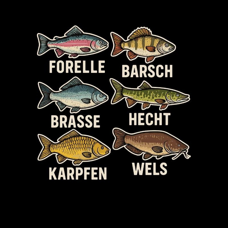 Fischarten Übersicht – Angler Design mit Forelle