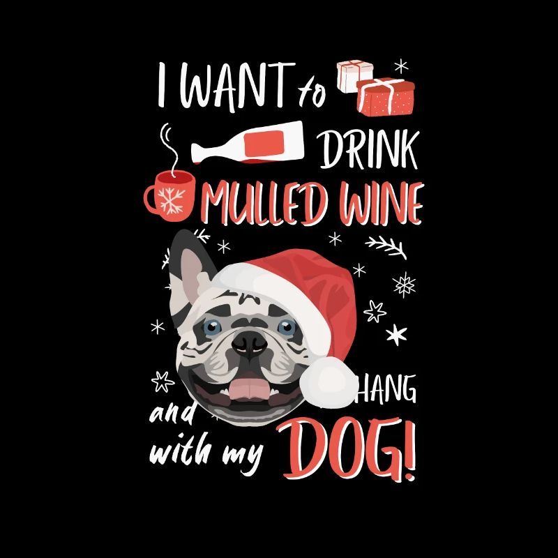 Français Bulldog vin chaud de Noël