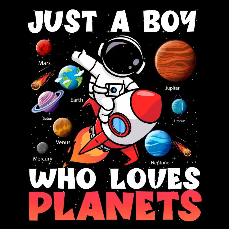 Nur ein Junge, der das Sonnensystem der Planeten liebt