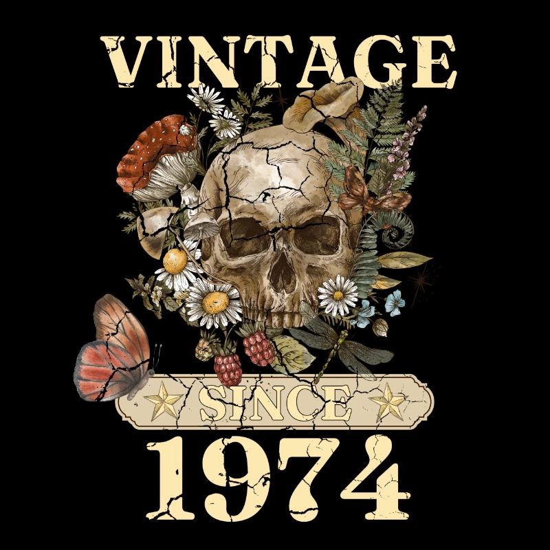 Vintage Skull And Botanicals Since 1974