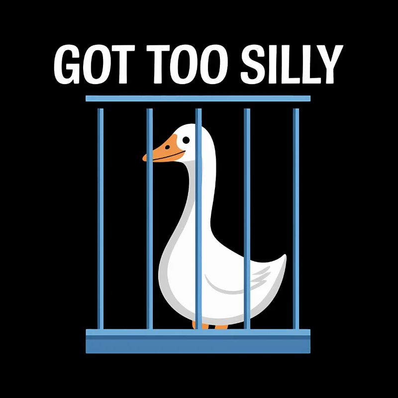 Funny goose in a cage