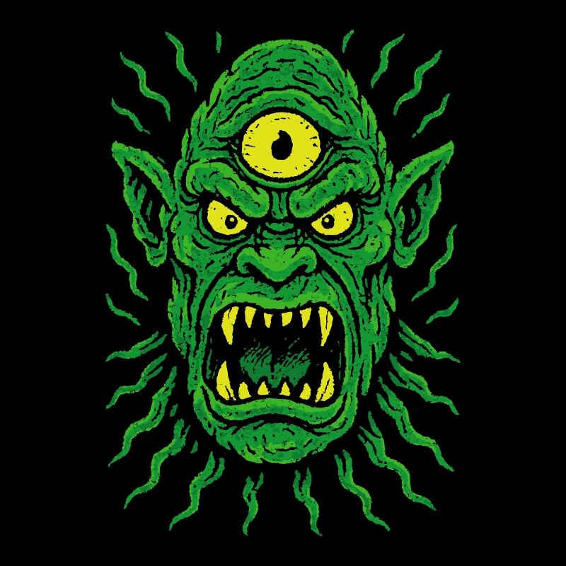 Cyclope Orc Néon à trois yeux avec des yeux de monstre