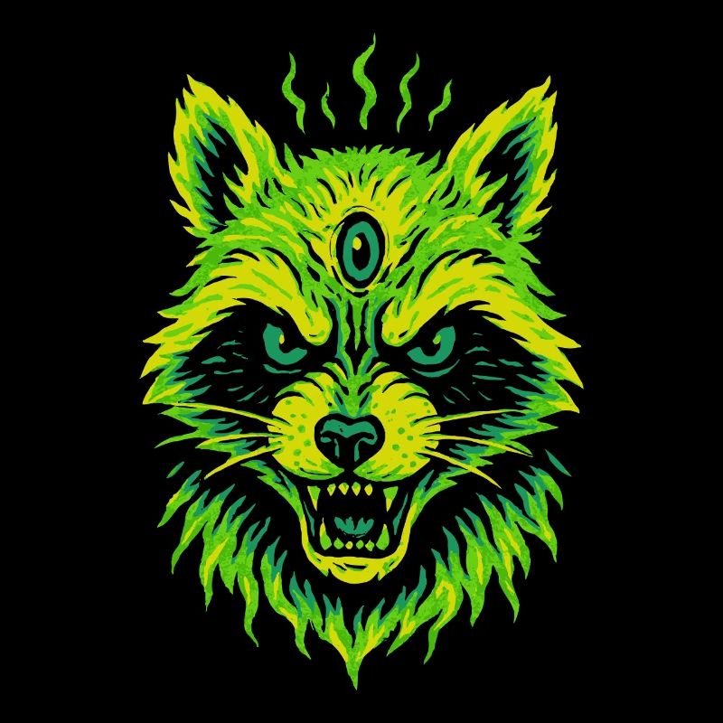 Mystical raccoon with third eye