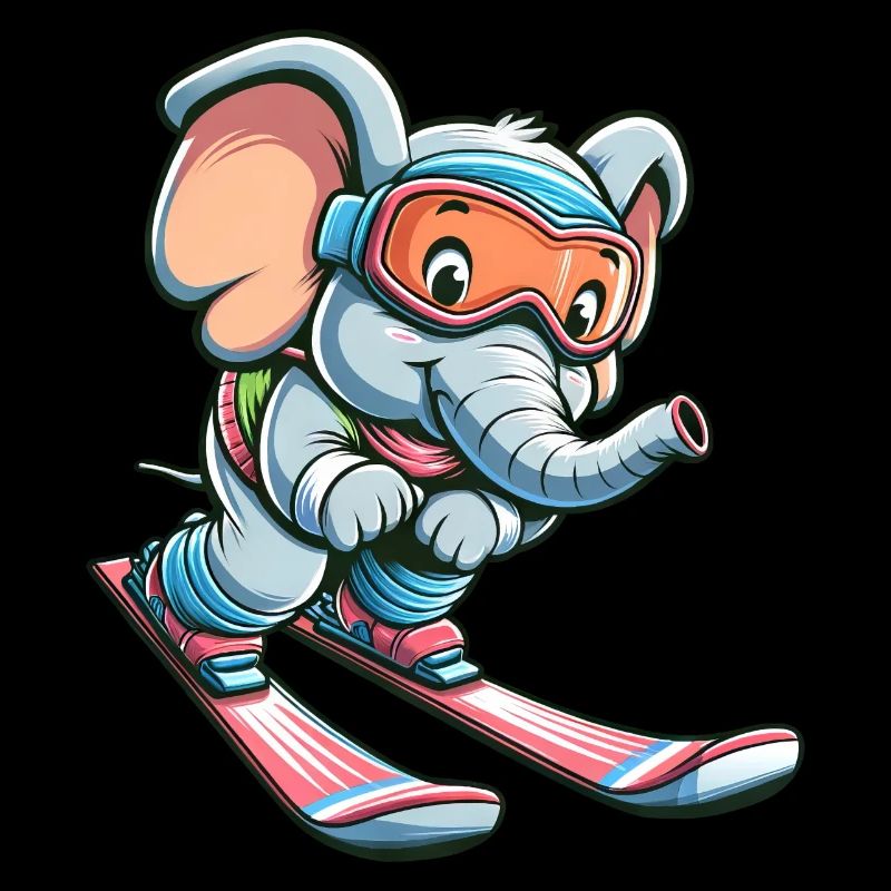 Cute elephant on skis - Looking forward to