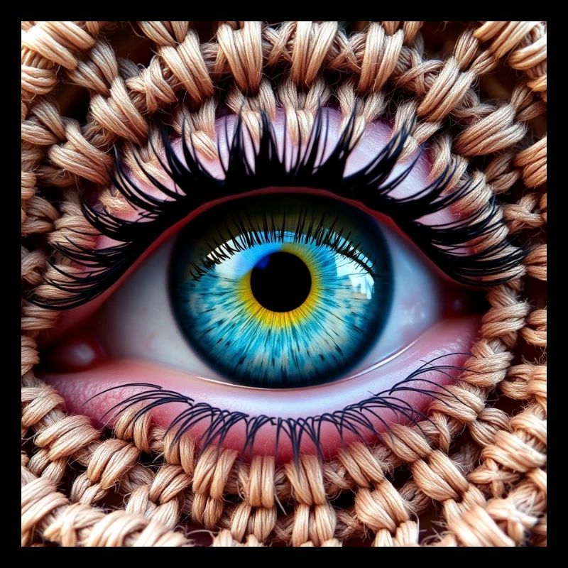 Œil coloré dans filet tressé