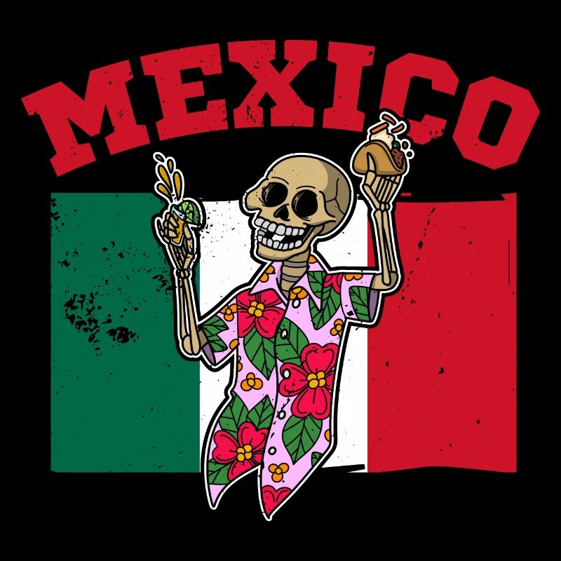 Tequila Skeleton Summer Vacation Mexico Taco