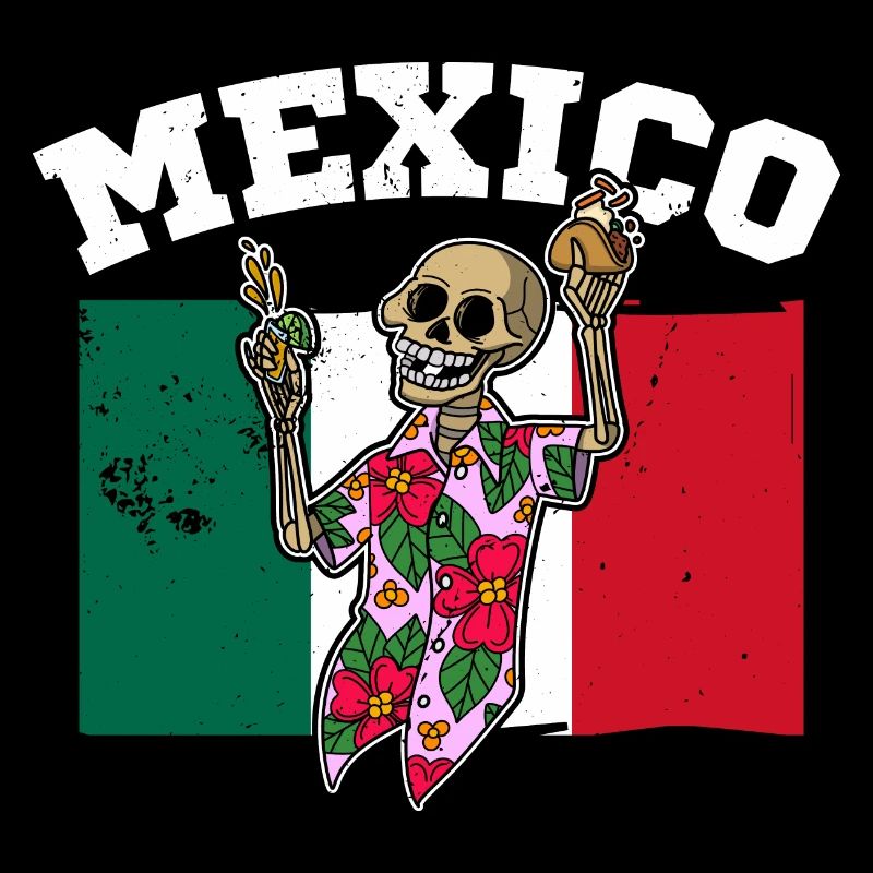 Tequila Skeleton Summer Vacation Mexico Taco