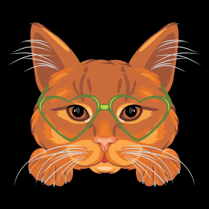 Chat roux intelligent dans des verres verts