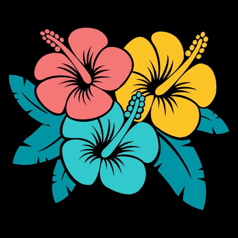 Blumenstrauß Hibiskusblüten, Illustration oberedel
