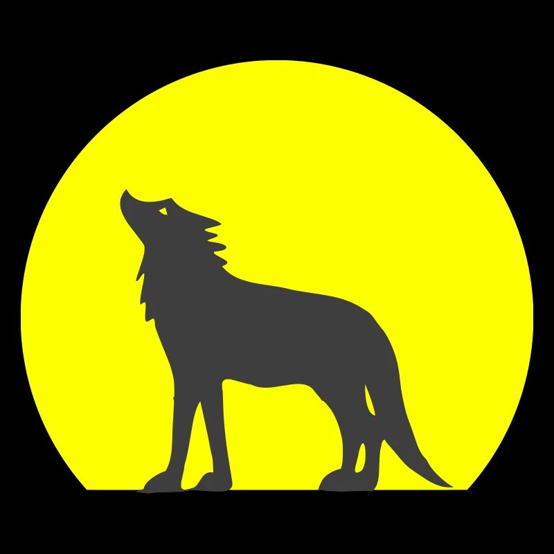 silhouette wolf and moon