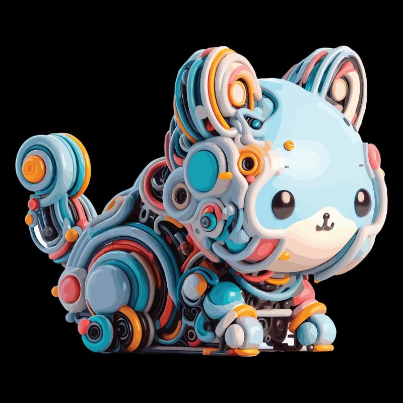 Colorful Abstract Robot Cat