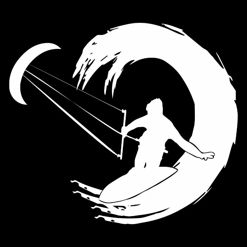 Kitesurfer Silhouette Aventure De Vagues Géantes