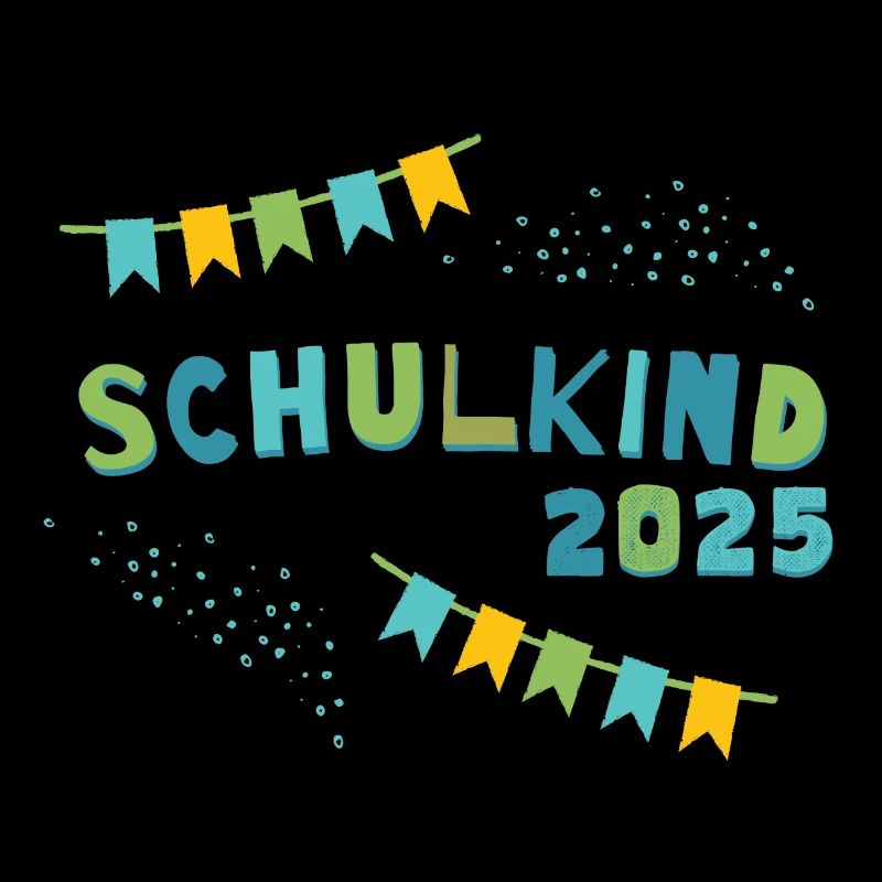 Schulkind 2025 Gelb Blau Junge Mädchen Einschulung