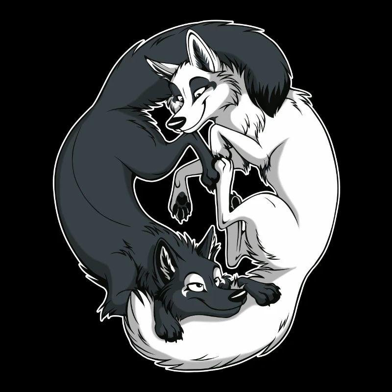 Yin Yang Foxes (white border)