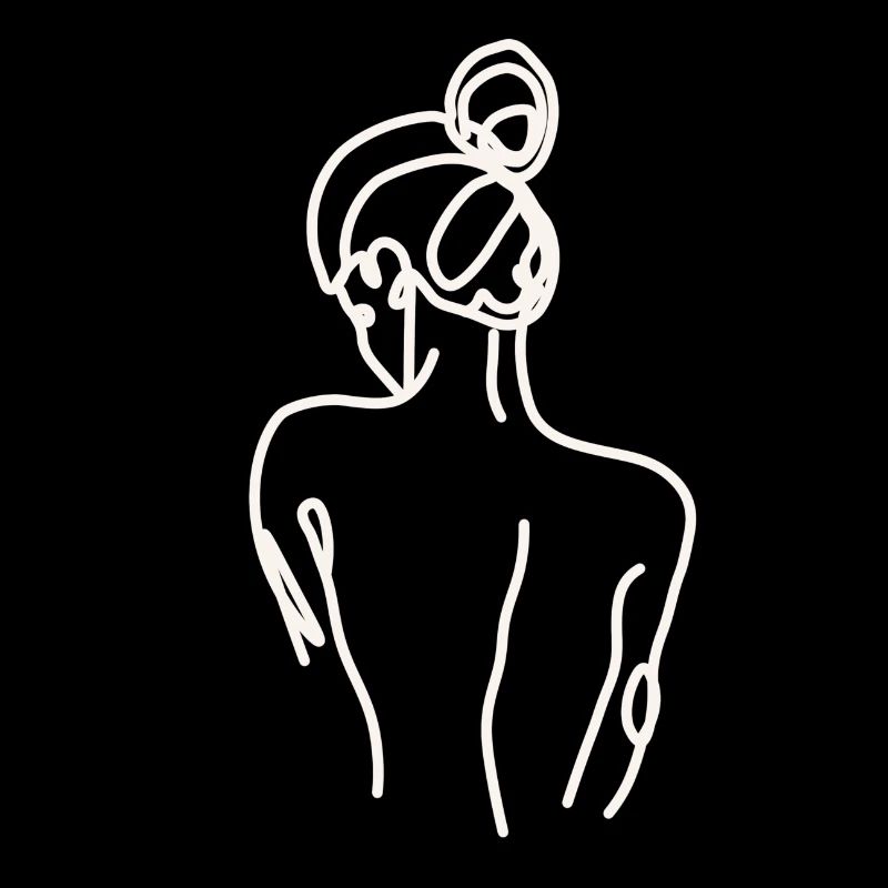 Lineart - woman back white