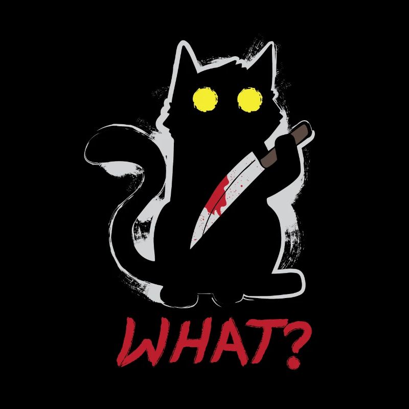 What? Schwarze Killer Psycho Katze mit Messer Blut