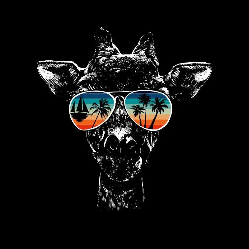 Giraffe with cool sunglasses for holidaymakers