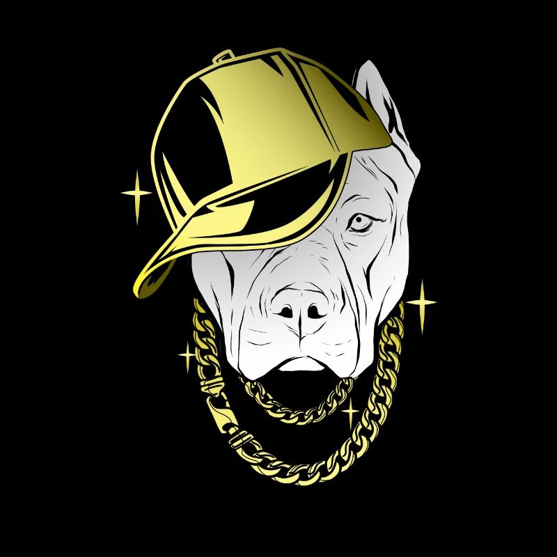 cool dog with cap and gold chain