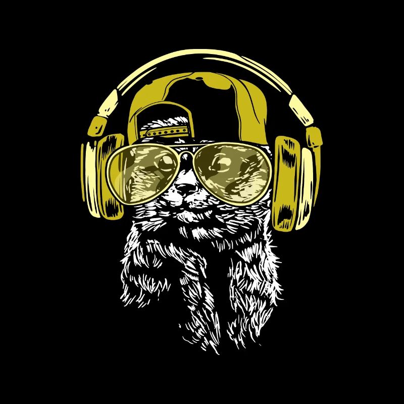 Erdmännchen mit Kopfhörer und cooler Sonnen Brille