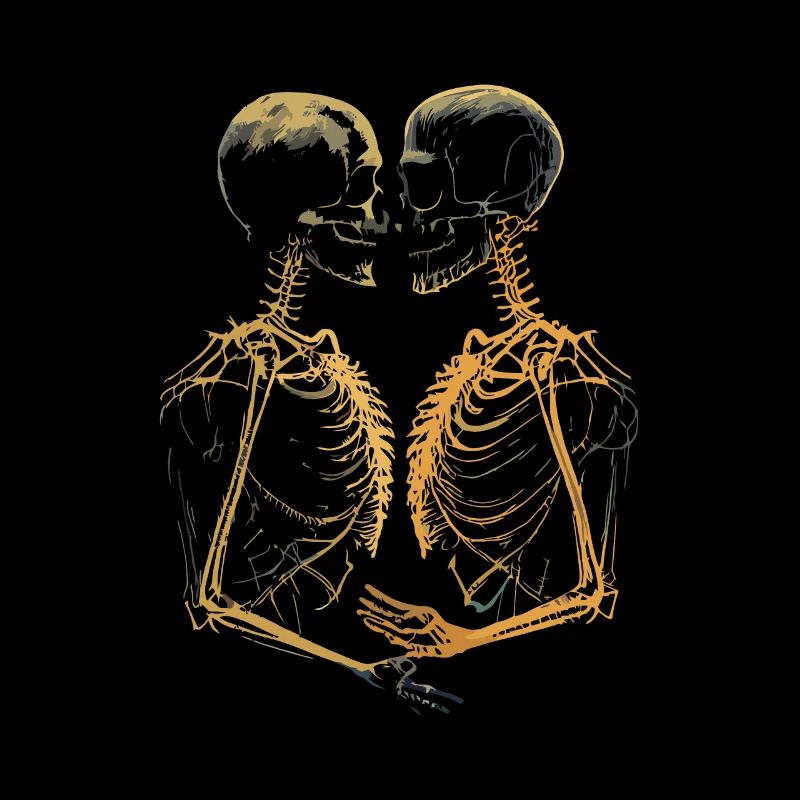 Skeleton Embrace Kiss