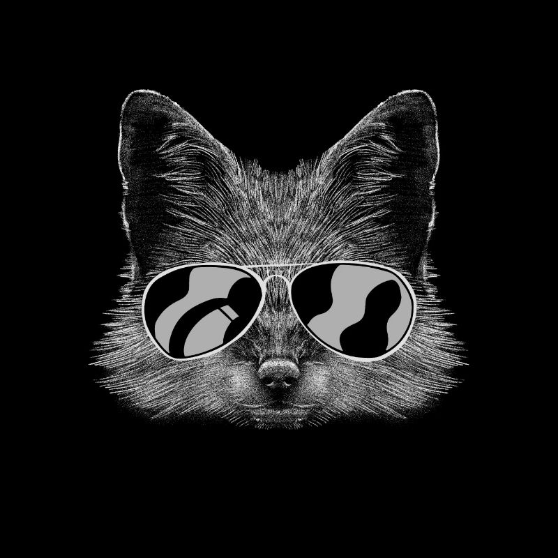 Fuchs mit Kopfhörer und cooler Equalizer Brille