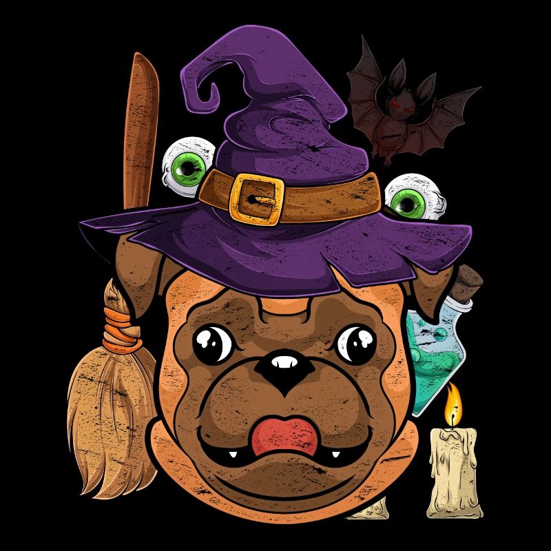Bat Witch Hat Dog Gift Halloween Pug