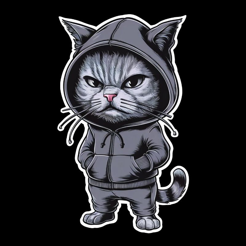 Chat en colère agacé dans un sweat à capuche élégant