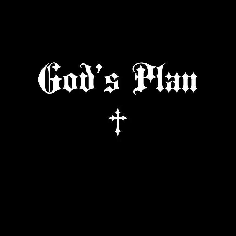 God's Plan in Gothic script with cross