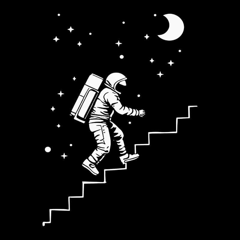 Astronaute dans les escaliers style spatial