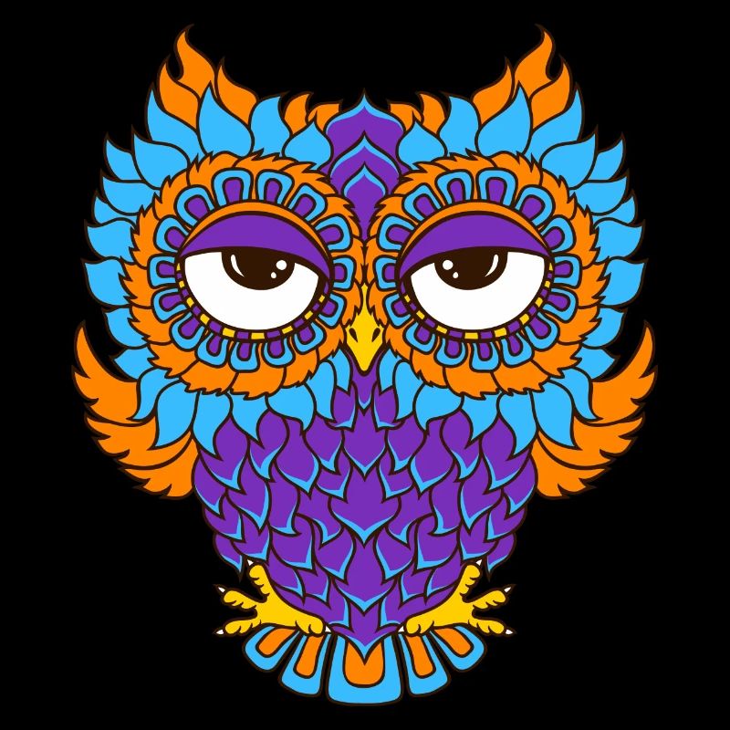 farbenfrohe Eule in Mandala - Optik