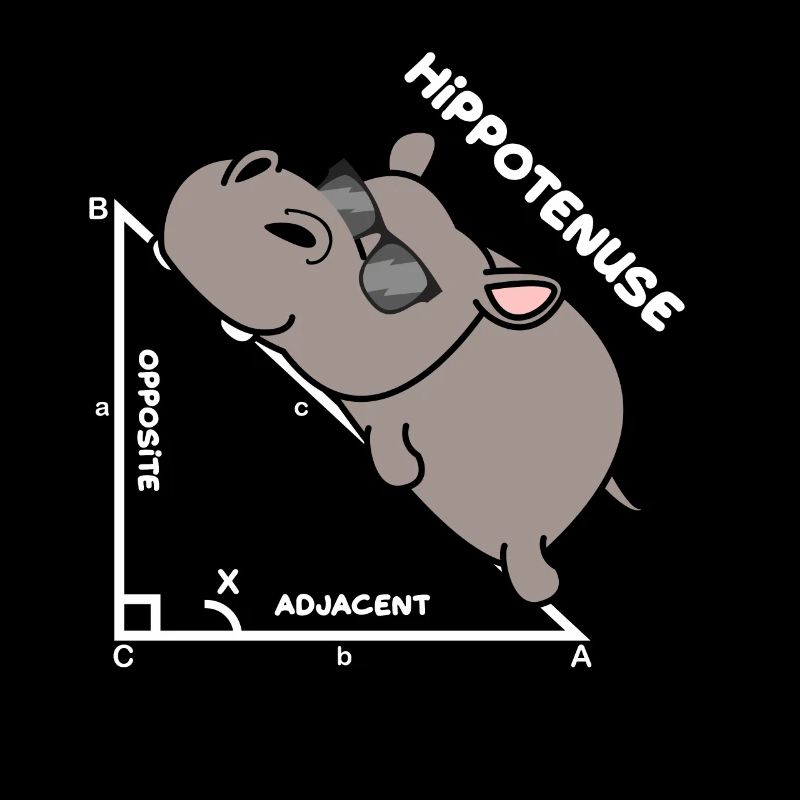 Hypotenuse Hippo Hippopotamus Math Geometry
