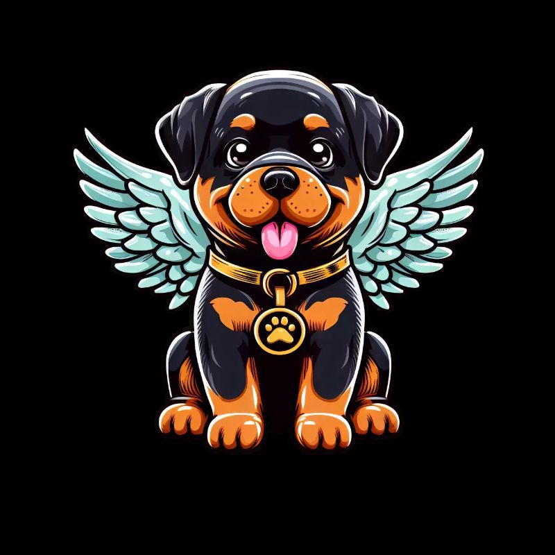 Ange Rottweiler mignon avec des ailes