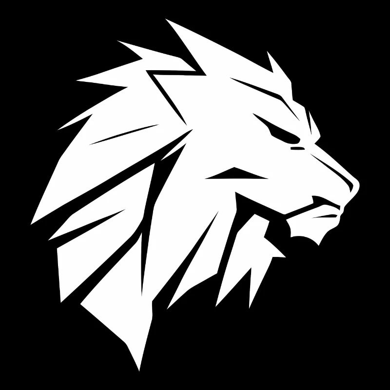 Stylish lion's head with mane