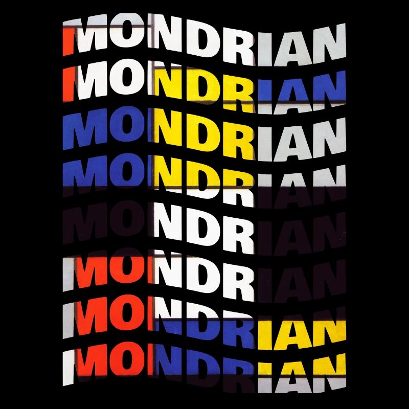 Mondrian wave text effect t-shirt