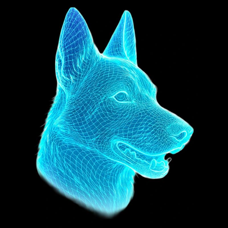 Neon Wolf Head Net Art
